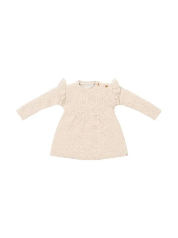 Little Dutch Jurk Gebreid Lange Mouw Ruches Sand 56